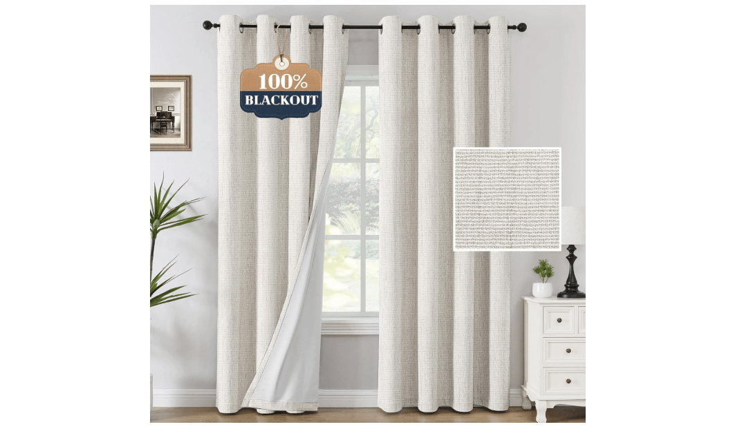 
H.VERSAILTEX Chenille Curtains 96 inch Length 2 Panels 100% Blackout Drapes for Bedroom Living Room with White Flocking Coating Back Thermal Insulated...