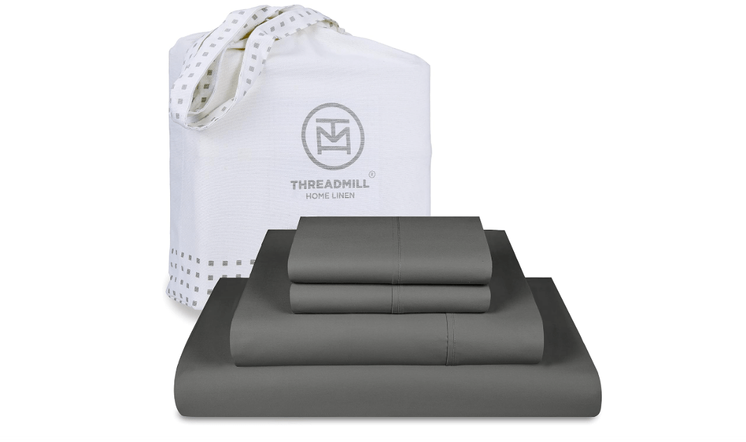 
Threadmill Certified 100% American Supima Cotton Sheets, Queen Sheet Set, 1000 Thread Count, 4 Piece Luxury Bedding Set, Hotel Quality Sateen Weave, Dark...