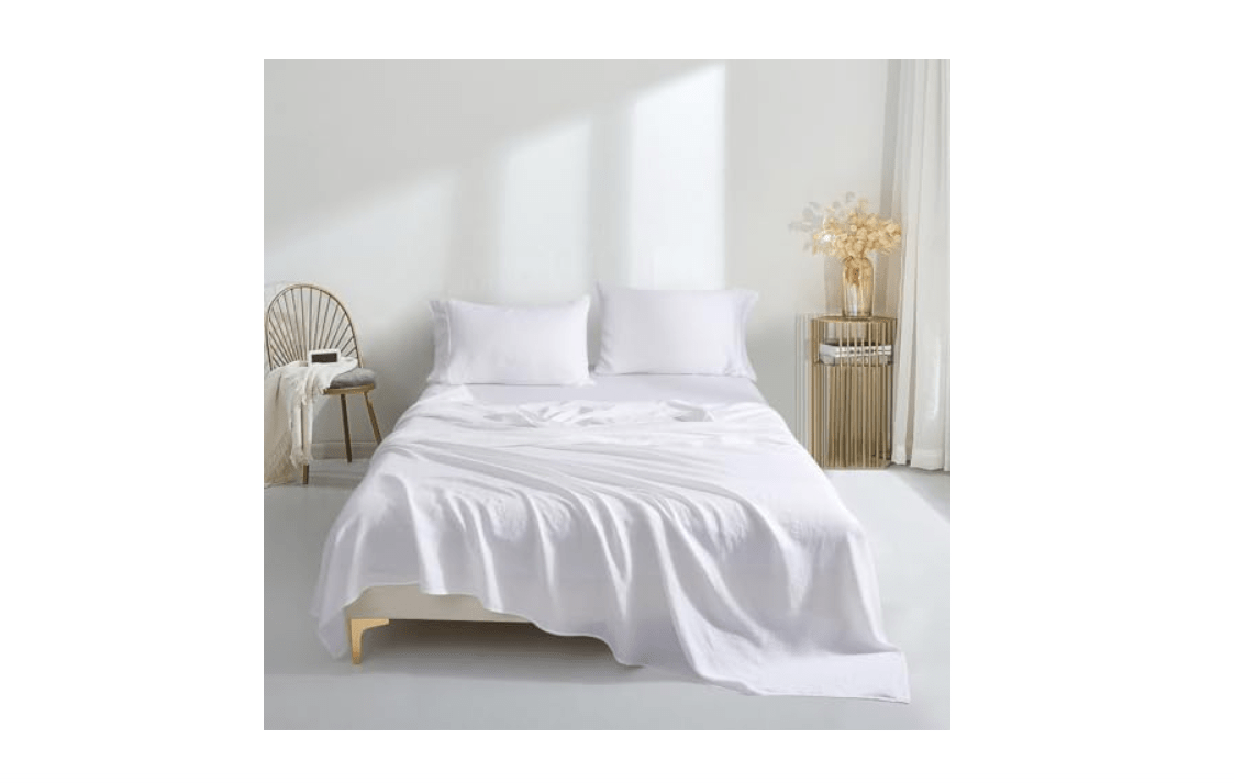 
New Season Naturally Yours Linen Sheets Set - 100% European Flax Linen Sheets King, Soft, Breathable & Durable Luxury 4 Pcs Set (1 Flat Sheet, 1 Fitted...