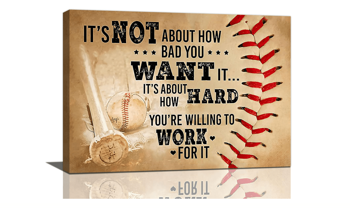 Baseball Wall Art Inspirational Sport Theme Wall Decor Motivational Quotes Pictures Canvas Prints Artwork Baseball Decor For Boys Room Playroom Bedroom Gym...