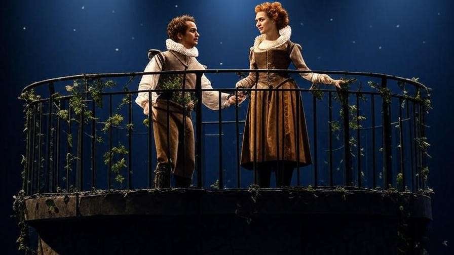 "Theatrical performance of Act 2 Scene 2 Romeo and Juliet balcony