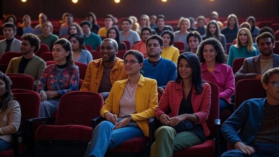 Diverse audience watching a Shakespeare-inspired play in a modern theater.