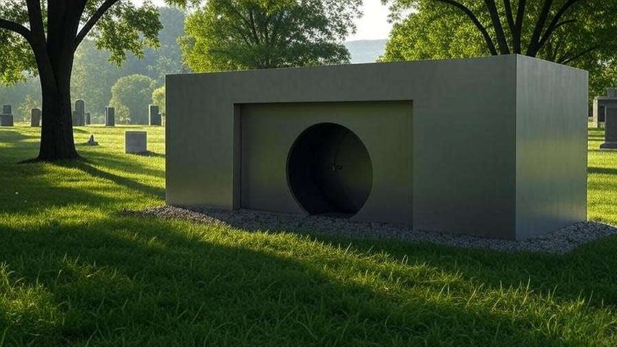 Eco-friendly polymer burial vault for sale in a peaceful cemetery setting