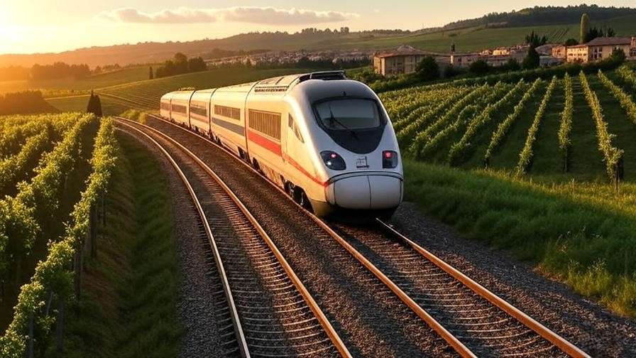 High-speed train traveling through Tuscan countryside on Rome to Verona route