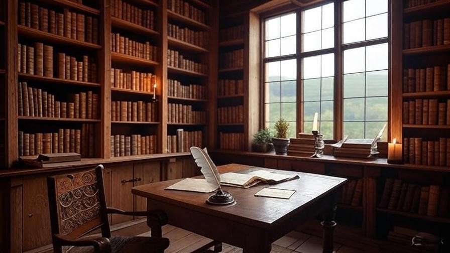 Elizabethan study room with books and parchment, symbolizing Shakespeare’s poetic sound