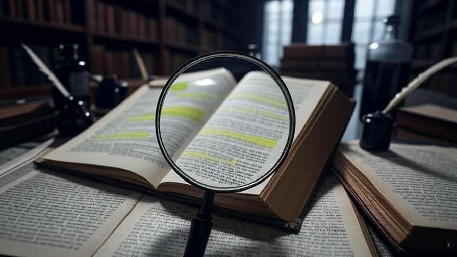 Close-up of Shakespeare book with magnifying glass for literary analysis
