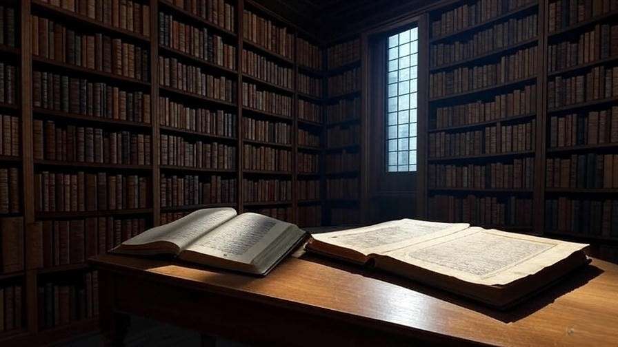 Timeless library with modern and ancient books, showing Shakespeare’s legacy.