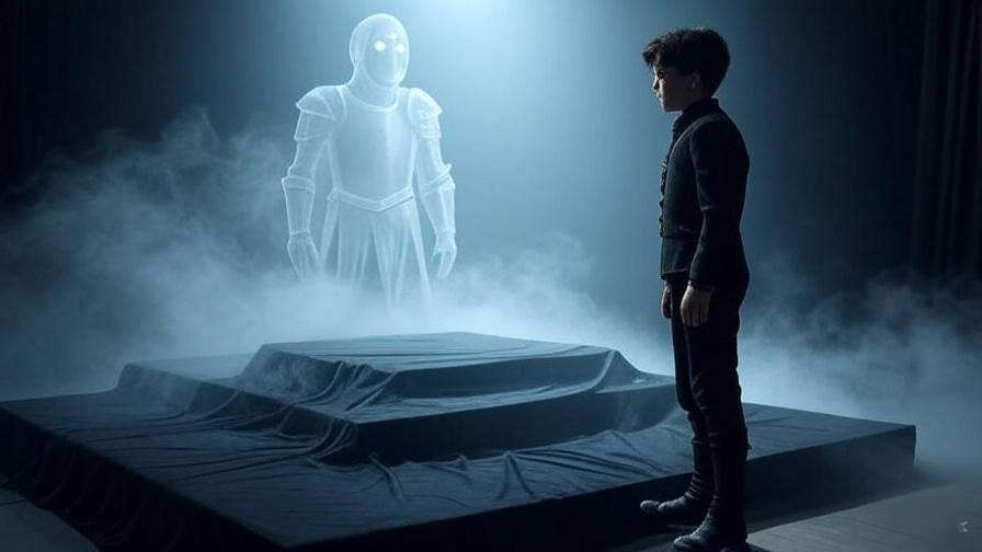 Ghostly confrontation stage for free one act Hamlet play by Shakespeare.