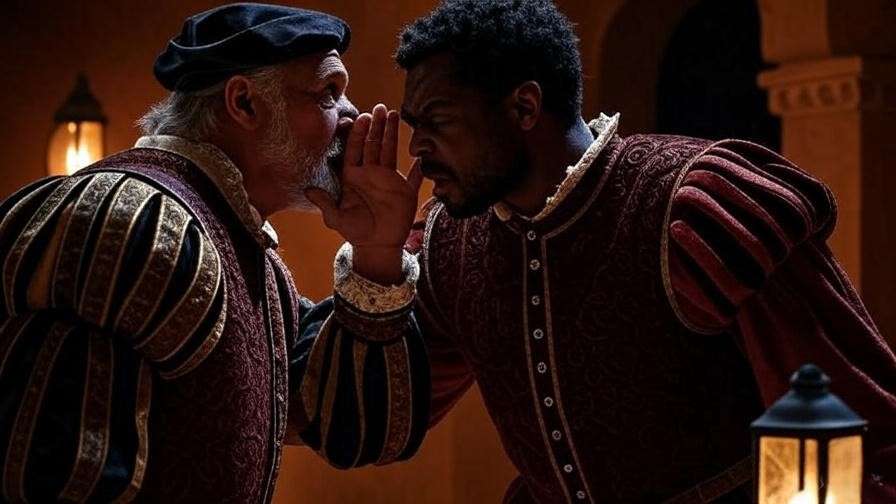 Dramatic jealousy scene in free Shakespeare one act Othello adaptation.