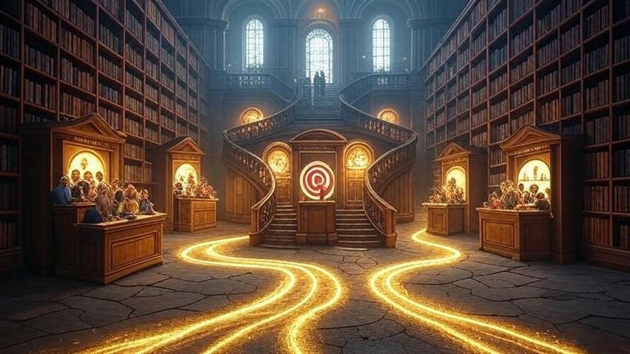 Symbolic library path visualizing customization steps for Shakespeare-inspired sales playbooks.