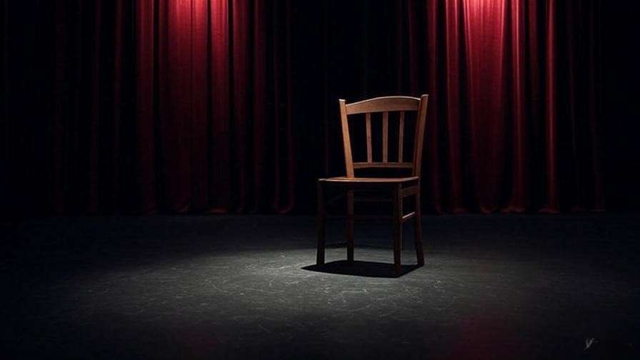 Theater stage with empty chair for Shakespeare's pop culture influence