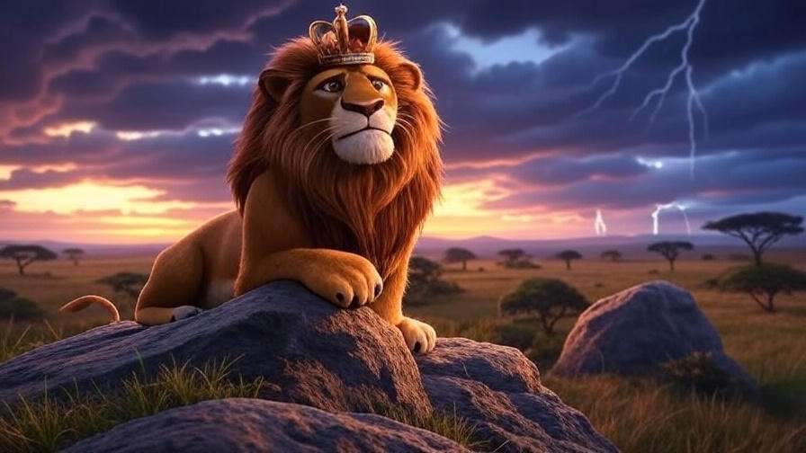Animated lion king scene, representing Hamlet's influence in pop culture.