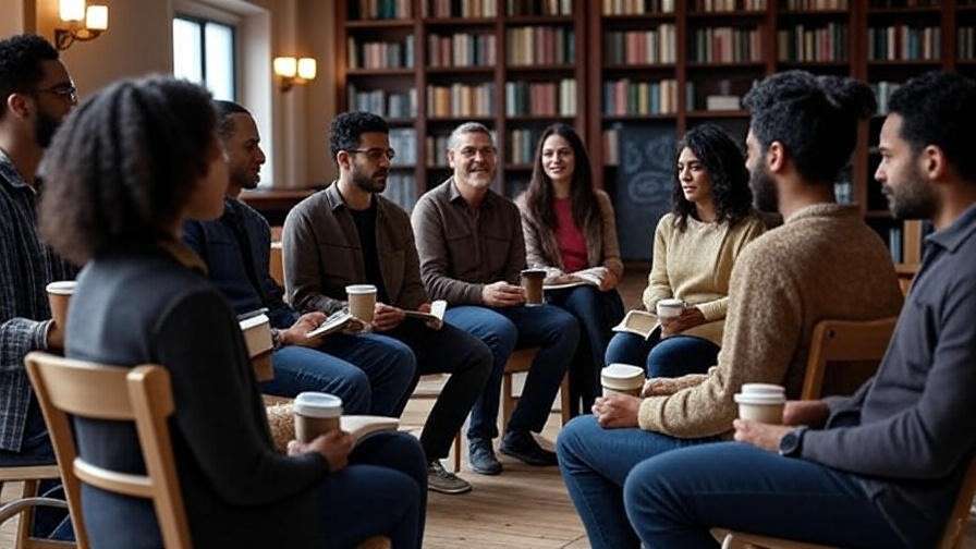 Warm literary community gathering with people reading and enjoying Hamlet Coffee Company brews.