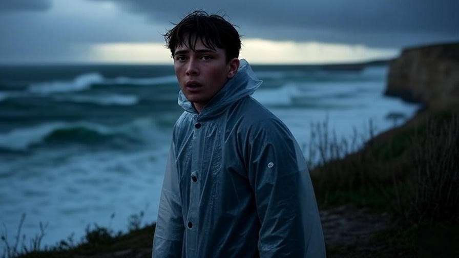 Student near cliff with stormy sea, warning against misusing Hamlet SparkNotes