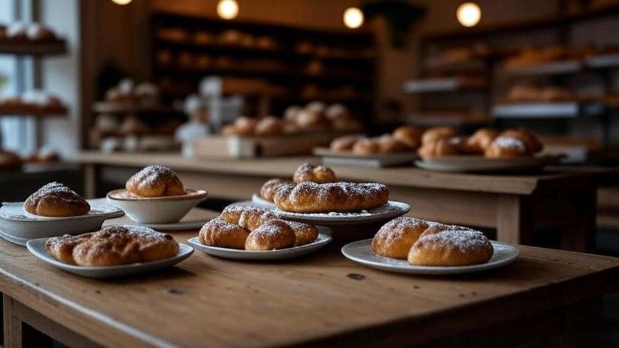 Danish pastries aebleskiver and smørrebrød at Solvang bakery near Hamlet Inn.