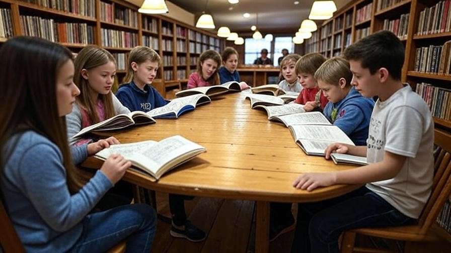 Shakespeare reading group in Hamlet NC County library with children and adults