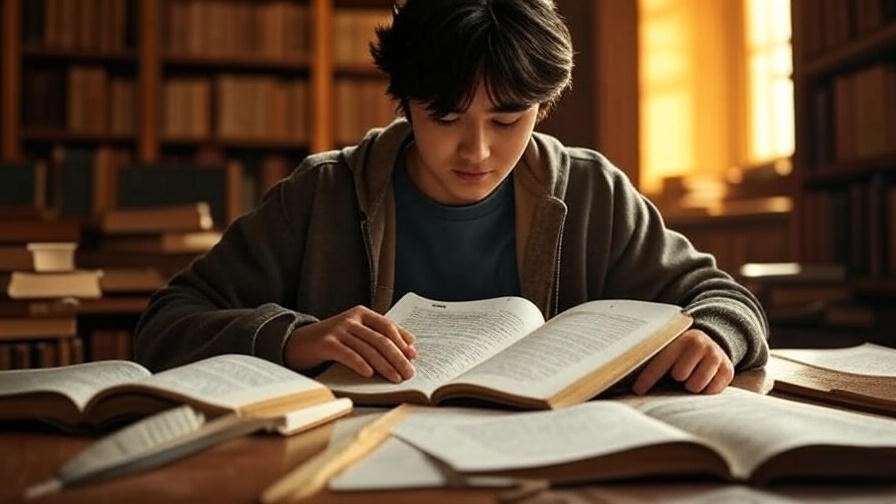 Student analyzing Macbeth Act 1 Scene 2 in a scholarly library setting.