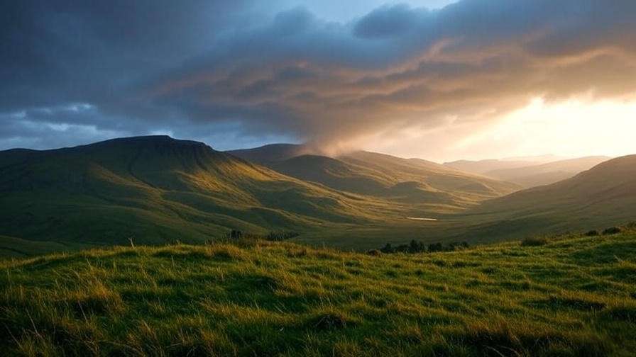 Scottish landscape with stormy horizon symbolizing trust and betrayal in Macbeth
