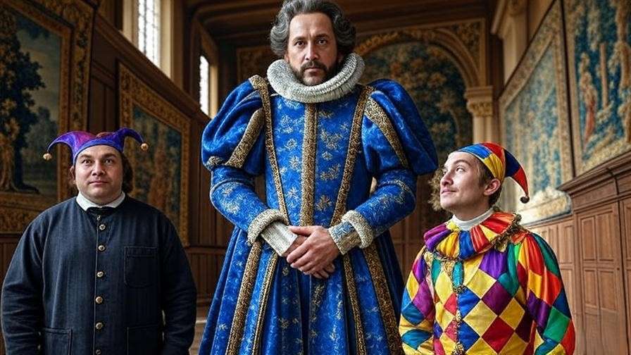 Elizabethan social hierarchy with noble, steward, and jester in Twelfth Night