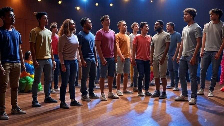 Diverse cast rehearsing a Shakespeare play, reflecting Richard Williams III's influence on modern directing.