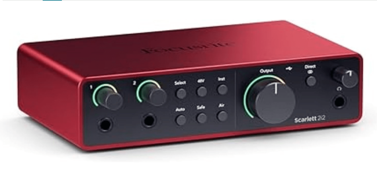 
Focusrite Scarlett 2i2 4th Gen USB Audio Interface for Recording, Songwriting, Streaming and Podcasting — High-Fidelity, Studio Quality Recording, and All..