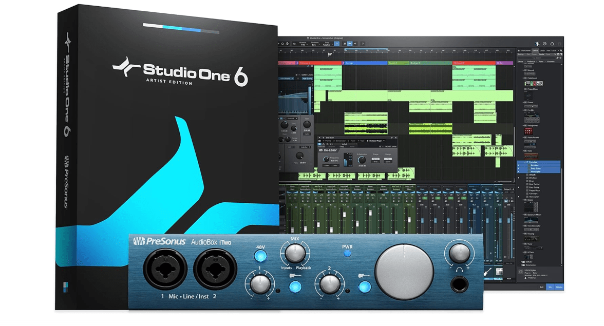 
PreSonus AudioBox iTwo 2x2 USB/iPad Audio Interface with Studio One Artist and Ableton Live Lite DAW Recording Software