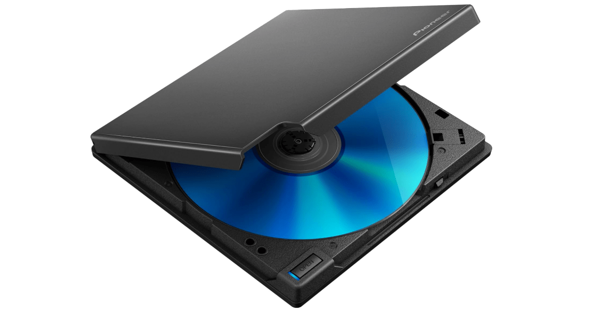  Pioneer External Blu-ray Drive BDR-XD08B USB 3.2 Gen1 (USB Type-C) / 2.0 Slim Portable BD/DVD/CD Writer, black