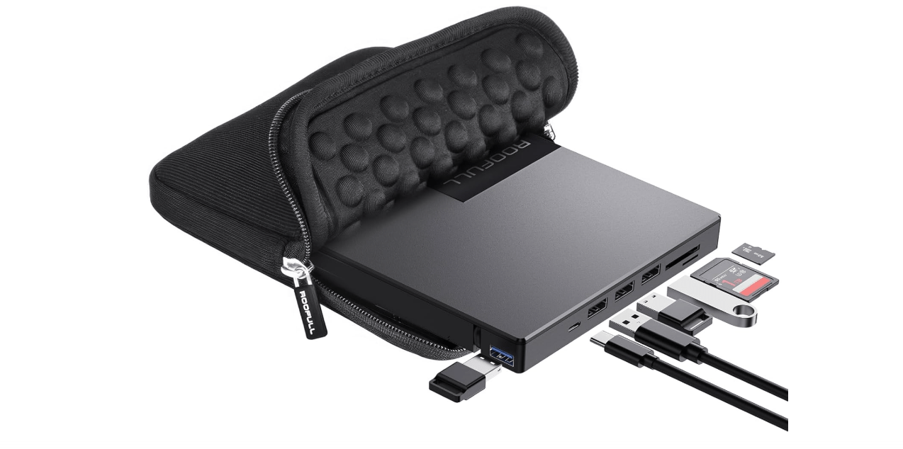  ROOFULL External CD DVD Drive for Laptop 8-in-1 USB 3.0 & USB-C DVD Player CD-ROM/RW Disc Reader Writer Burner with Carrying Case & SD Card Slots +...