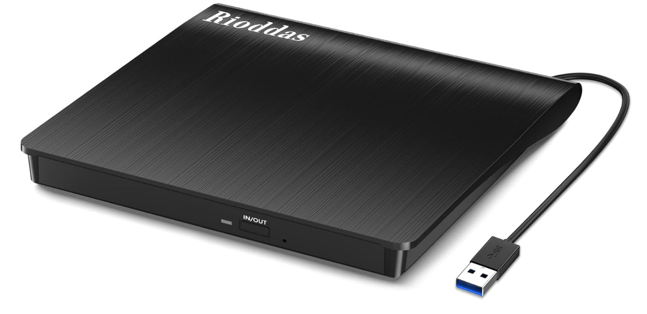  Rioddas External CD/DVD Drive for Laptop, USB 3.0 CD DVD Player Portable +/-RW Burner CD ROM Reader Writer Disk Duplicator Compatible with Laptop Desktop PC...