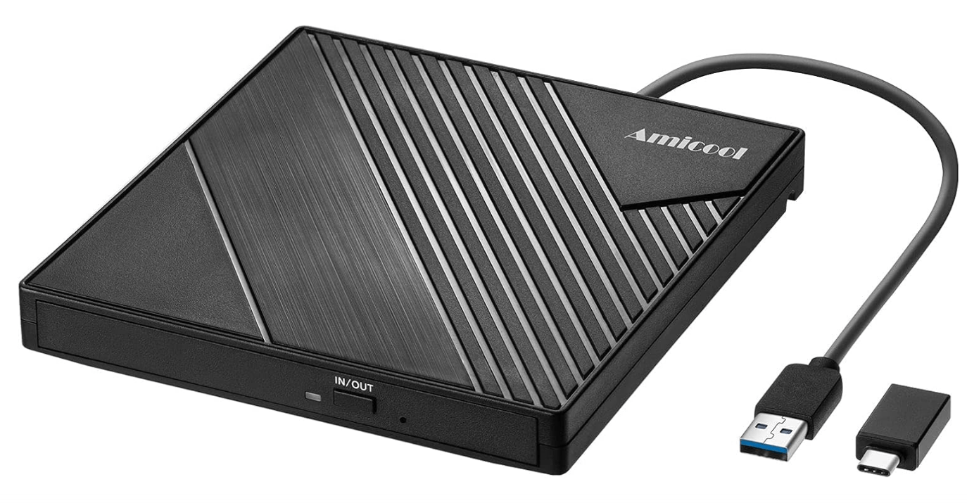  Amicool External DVD Drive USB 3.0 USB C CD Burner CD/DVD +/-RW Optical Drive, Slim Portable DVD CD ROM Rewriter Writer Duplicator for Laptop Desktop PC...