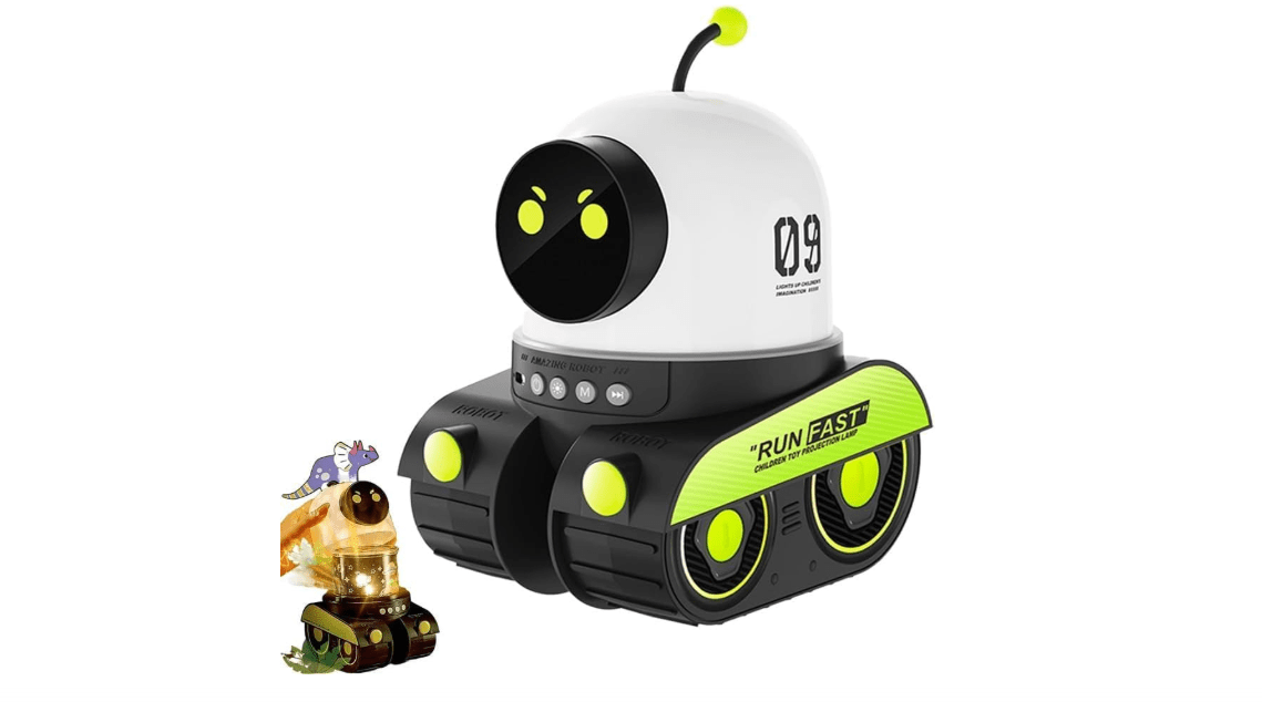 1nfzkcn Kids Cartoon Projector Lamp, Cartoon Robot Car Projection Lamp, Rechargeable Robot Night Light with Music, Universe Starry Sky Rotate LED Animal...
