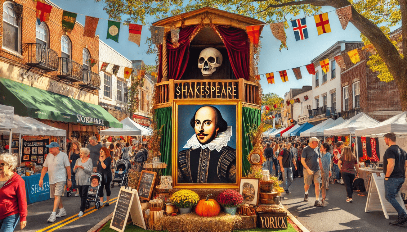 Commack cultural festival with Shakespeare booth featuring Yorick’s skull painting