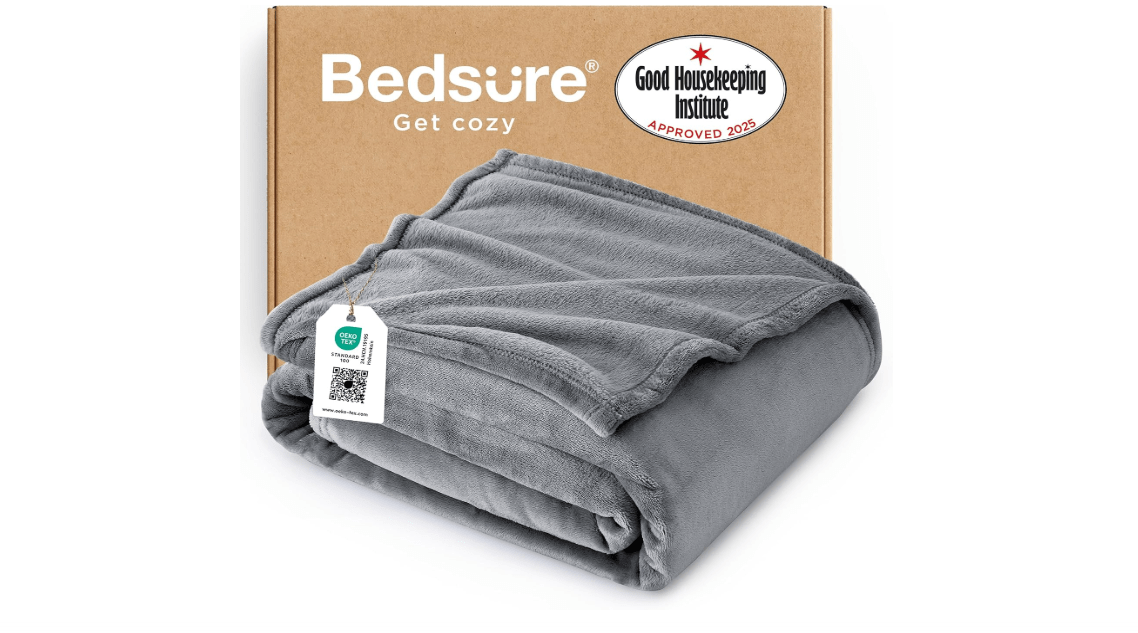 Bedsure GentleSoft Fleece Throw Blanket for Couch Grey - Lightweight Plush Fuzzy Cozy Soft Blankets and Throws for Sofa, 50x60 inches
