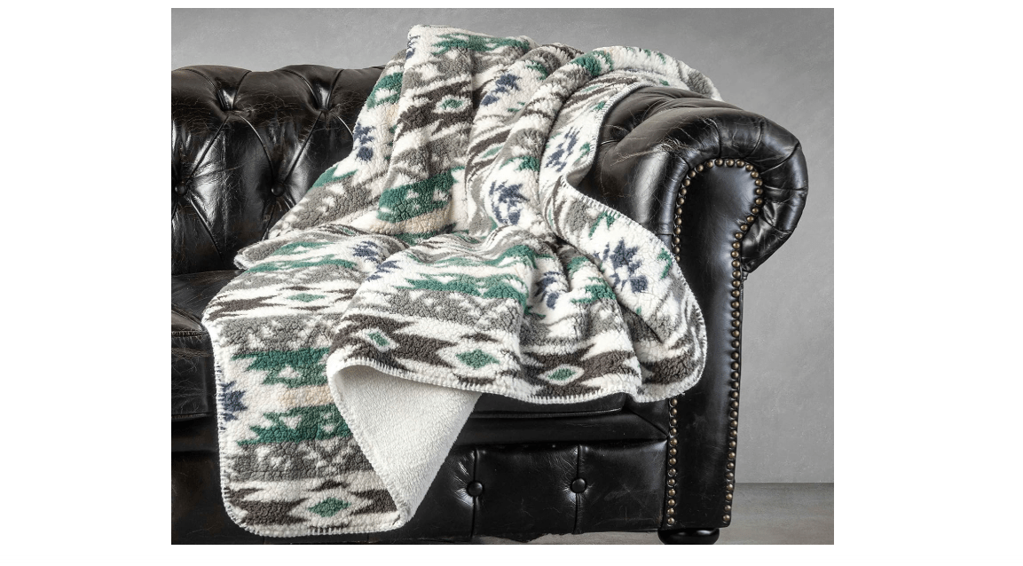 Luxe Sherpa Fleece Ultra Plush Lightweight Throw Blanket Soft Cozy for Bed Sofa Home Warm Fuzzy Bohemian Plush Blanket, Navajo Print Grey, 50 in x 60 in
