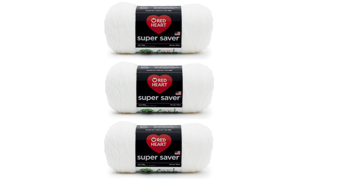 Red Heart Super Saver White Yarn - 3 Pack of 198g/7oz - Acrylic - 4 Medium (Worsted) - 364 Yards - Knitting/Crochet
