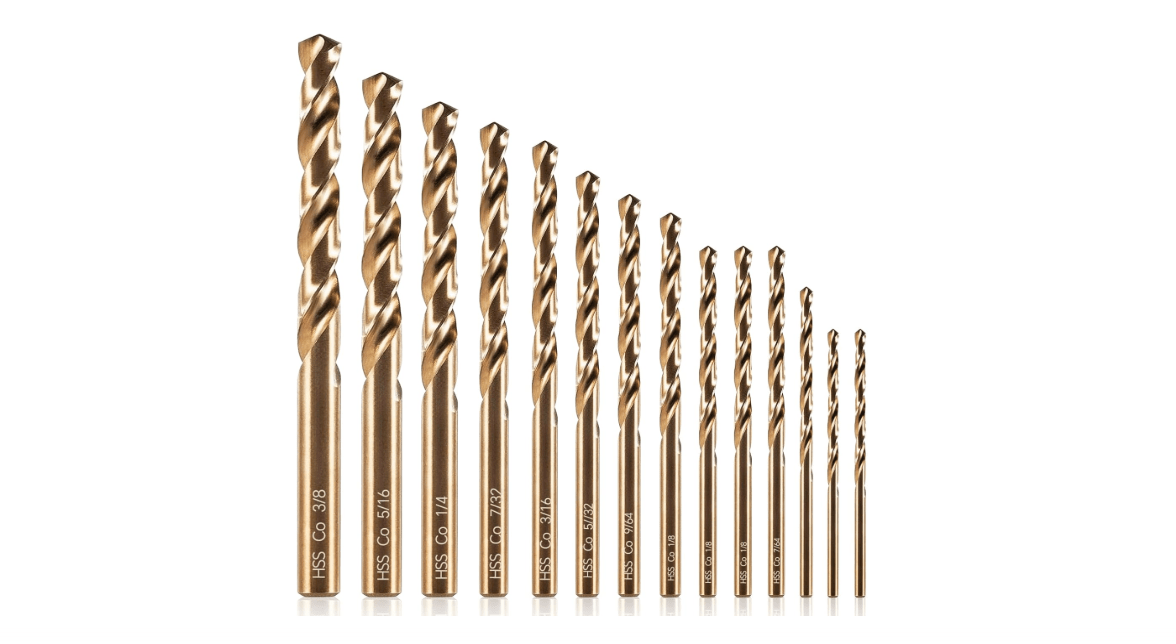 COMOWARE 15Pcs Drill Bit Set (1/16"-3/8"), M35 HSS Twist Drill Bits, Jobber Length, Straight Shank, Metal Drills bit Set for Steel, Stainless... 
