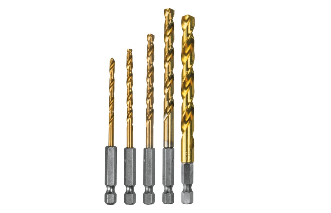 Makita D-35318 Titanium Coated Drill Bit Set, 1/4-Inch, 5-Pack 