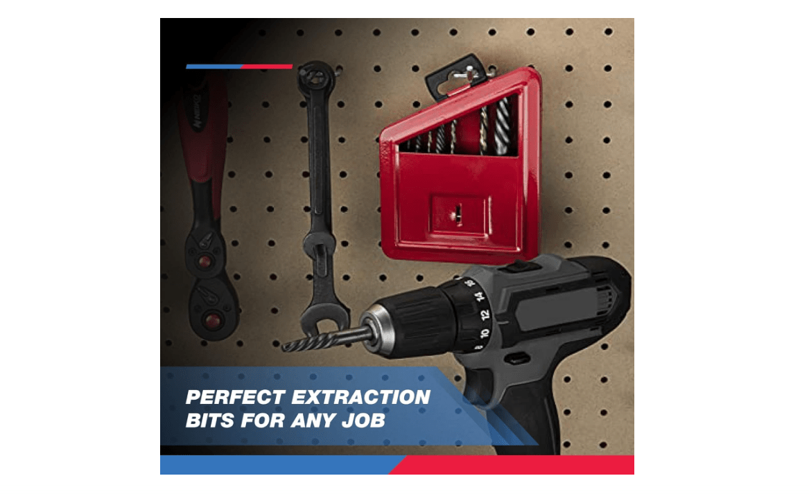 NEIKO 01925A Screw-Extractor And Left-Hand Drill-Bit Set, HSS M2 Steel Drill Bits, Alloy Spiral Flutes, Reverse Drill-Bit And Bolt Extractor, Easily Remove... 