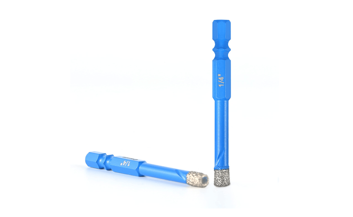 Amoolo 1/4"(6mm) Dry Diamond Drill Bits 2pcs with Quick Change Hex Shank for Glass Granite Porcelain Tile Ceramic Marble 
