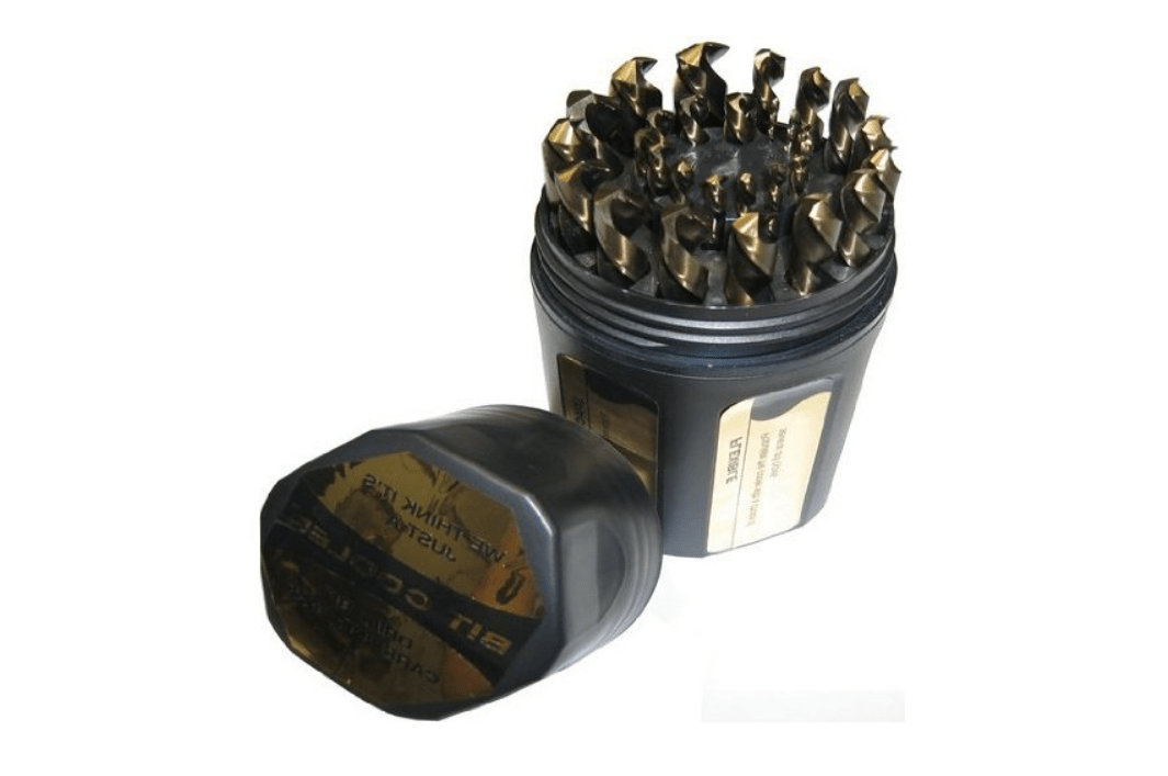 Drill America D/A29J-CO-PC 29 Piece Cobalt Steel Jobber Length Drill Bit Set in Plastic Case, Gold Oxide Finish, Round Shank, Spiral Flute, 135 Degrees...
