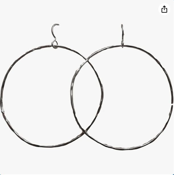 Argentium Sterling Silver 1 3/4" Hoop Earrings Solid .925 Hammered Hoops 2 1/4" long 