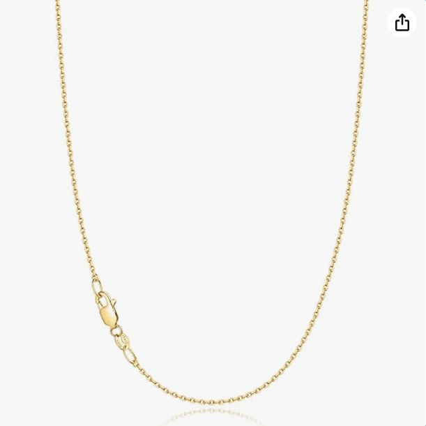 Jewlpire 18k Gold Plated 925 Sterling Silver Chain Necklace for Women, 1.1mm Cable Chains Necklace Thin & Dainty & Sturdy Women's Chain Necklaces, 14/16/17/18/20/22/24 Inches
