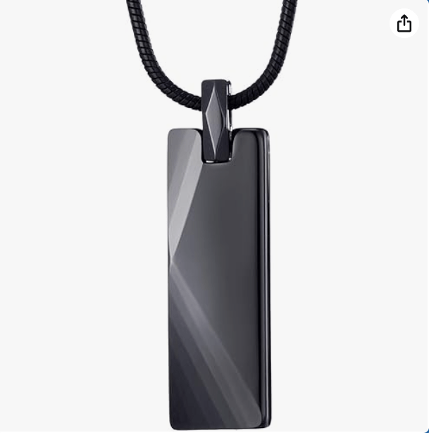 MOO&LEE Men's Tungsten Bar Pendant Necklace with 22 Inches Stainless Steel Snake Chain
