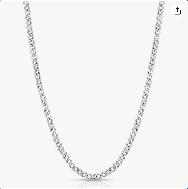 Fiusem 3.5mm Cuban Link Chains for Men, Silver Tone/Black/14K Gold Plated Stainless Steel Necklace Chain, Mens Necklace 16, 18, 20, 22, 24, 26, 28 Inch
