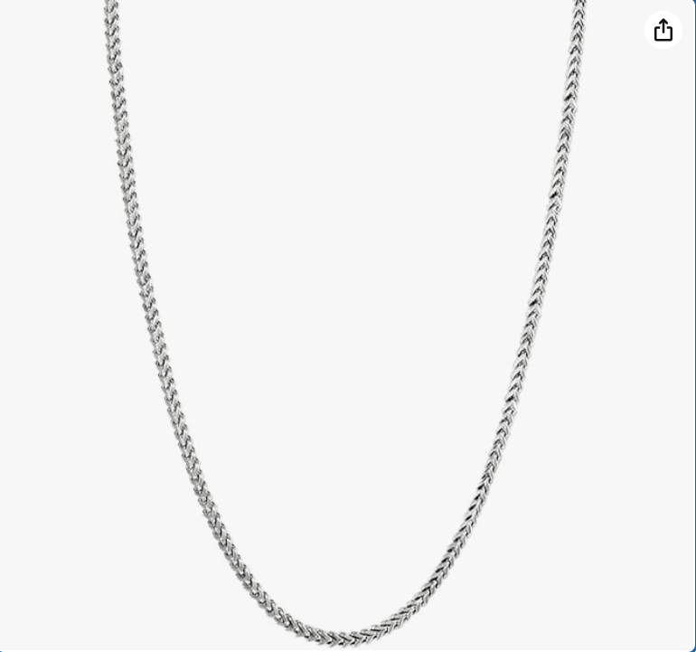Savlano 925 Sterling Silver Rhodium Plated Solid 2MM Franco Square Box Chain Necklace for Women & Men-Made In Italy Comes with a Gift Box
