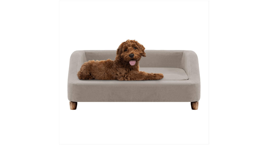 Critter Sitters 36-In. Microfiber Tan Rectangular Dog Sofa for Medium-Sized Dogs, Modern and Stylish Elevated Sofa Bed for Home or Apartment, Comfortable... 