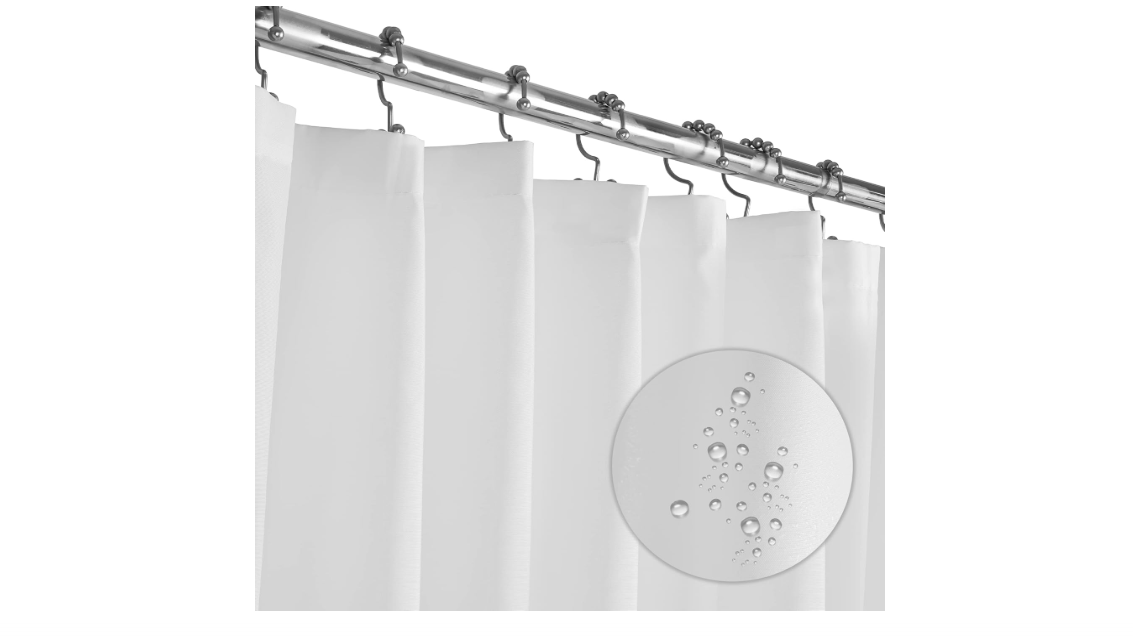 LiBa Fabric Bathroom Shower Curtain, 72" W x 72" H White Heavy Duty Waterproof Shower Curtain Liner
