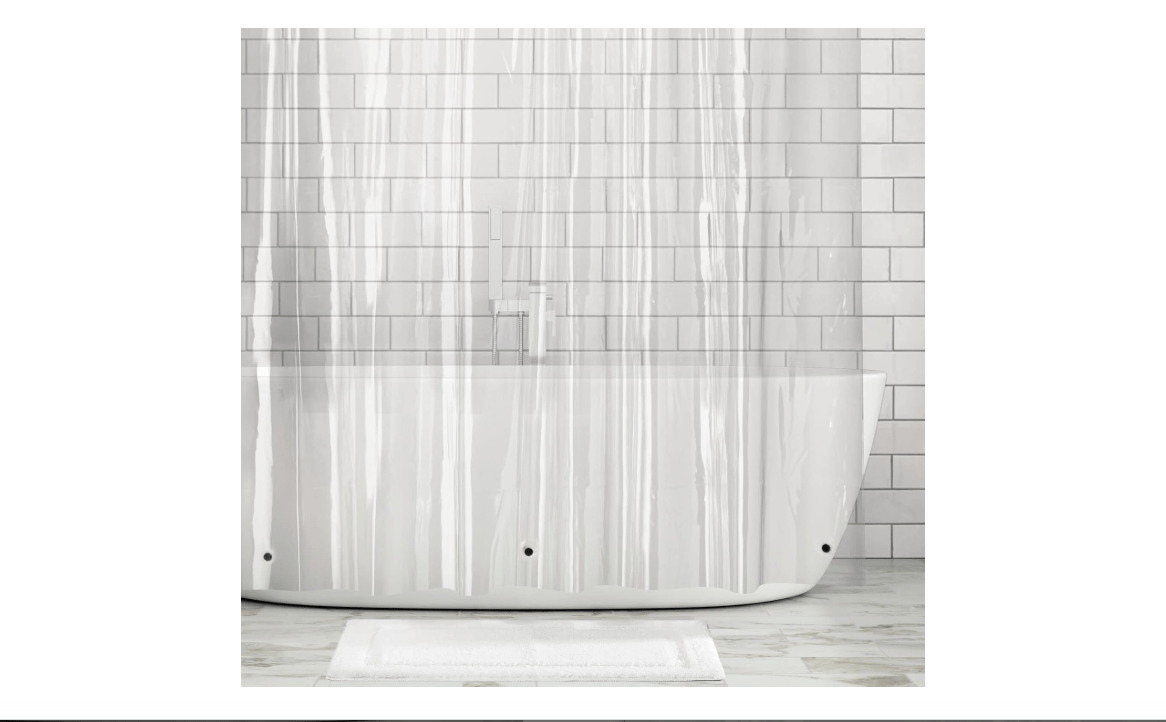 mDesign Waterproof, Heavy Duty Premium Quality 10-Guage Vinyl Shower Curtain Liner for Bathroom Shower and Bathtub - 72" x 72" - Clear
