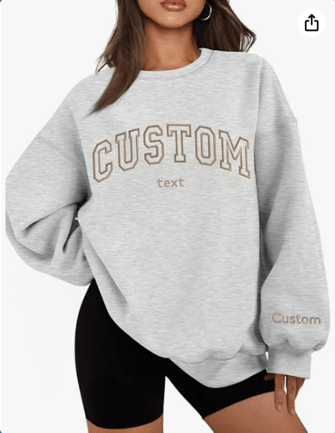 GODMERCH Custom Embroidered Unisex Sweatshirt, Custom Sweatshirt Design Your Own, Personalized Crewneck Sweatshirts For Women, Add Your Own Text, Customized Embroidered Hoodie, Christmas Sweater 