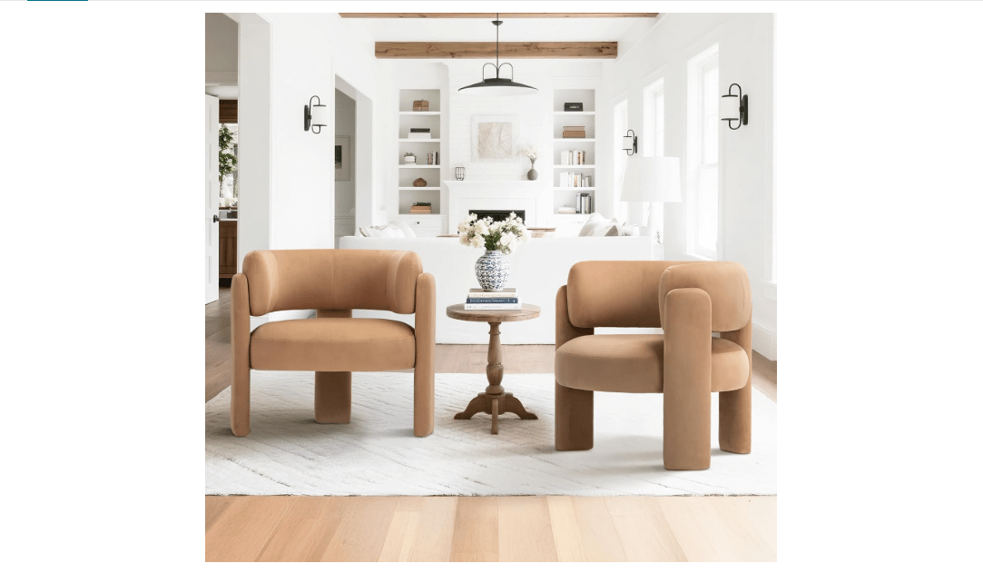 COLAMY Modern Velvet Accent Chairs Set of 2, Upholstered Barrel Chairs, Comfy Side Arm Chairs with 3 Legs for Living Room, Bedroom, Reading, Khaki